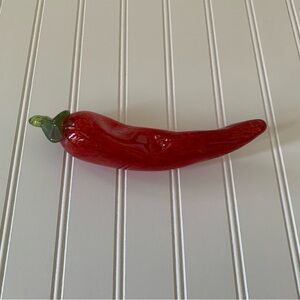 Vintage Handblown Red & Green Glass Chili Pepper Decor